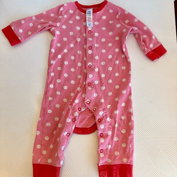 Baby Boden Pink Polka Dot Snap Romper Size 6–12 Months100% Cotton Footless - Picture 1 of 8